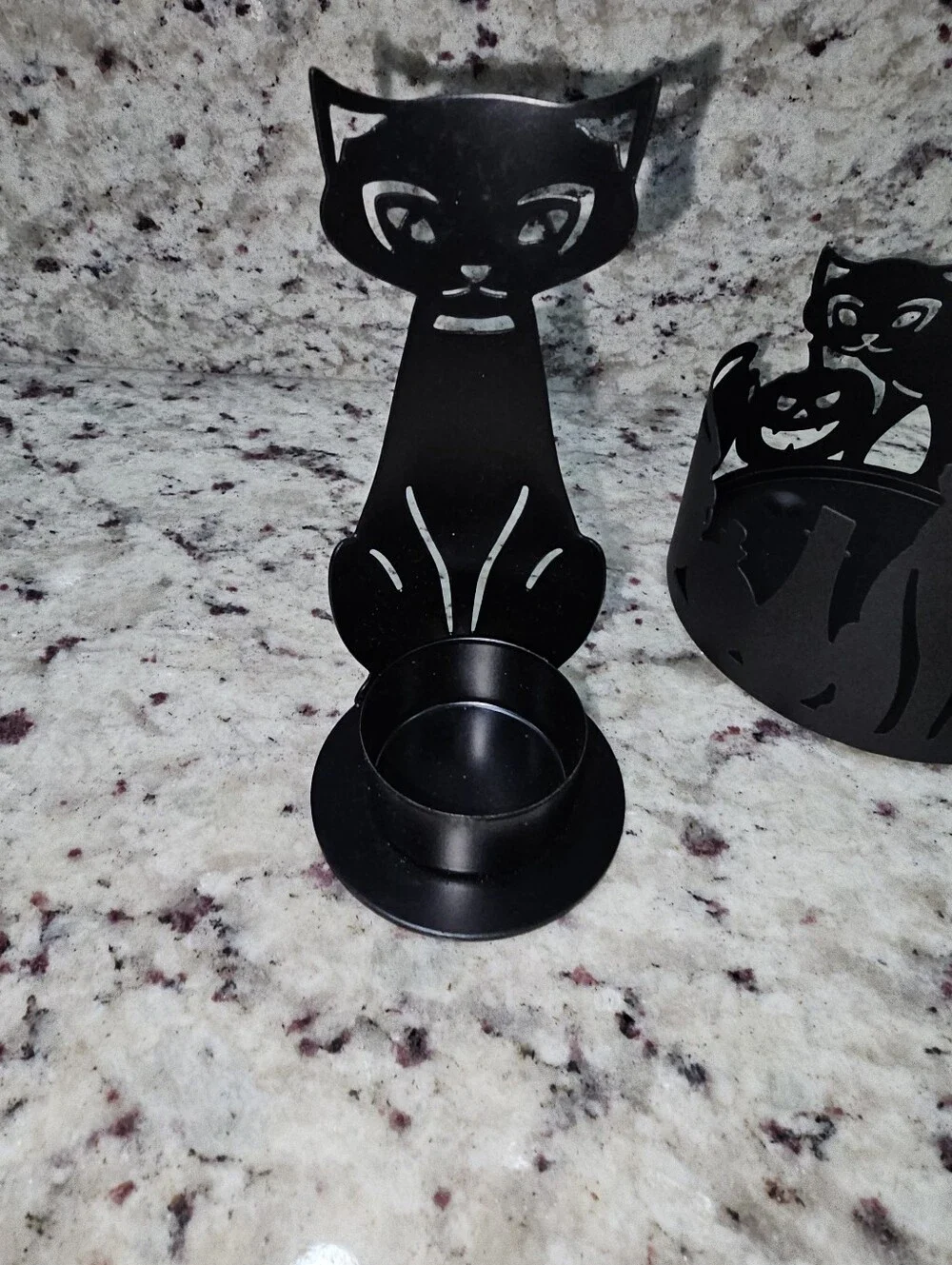 Yankee Candle Midnight Sophia Cat Votive And Jar Candle Holder Halloween NWT